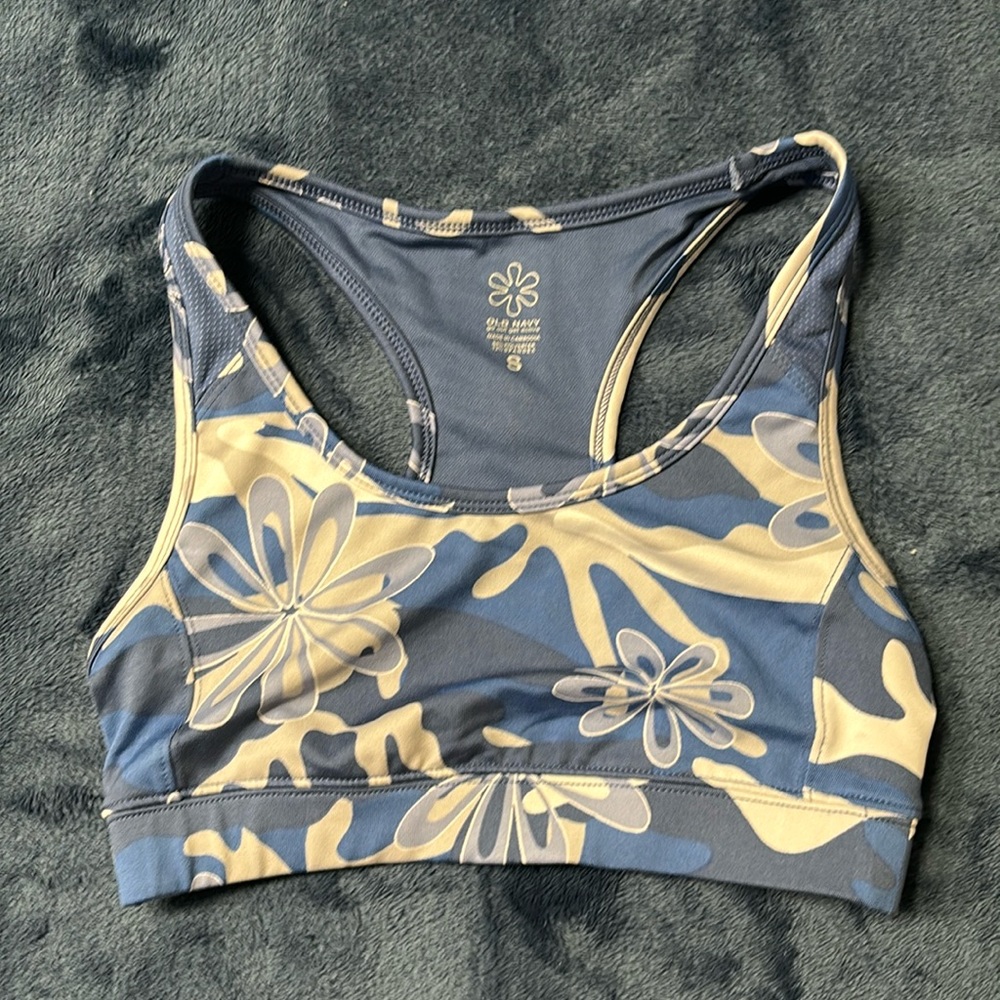Old Navy Blue Flower Camo Sports Bra